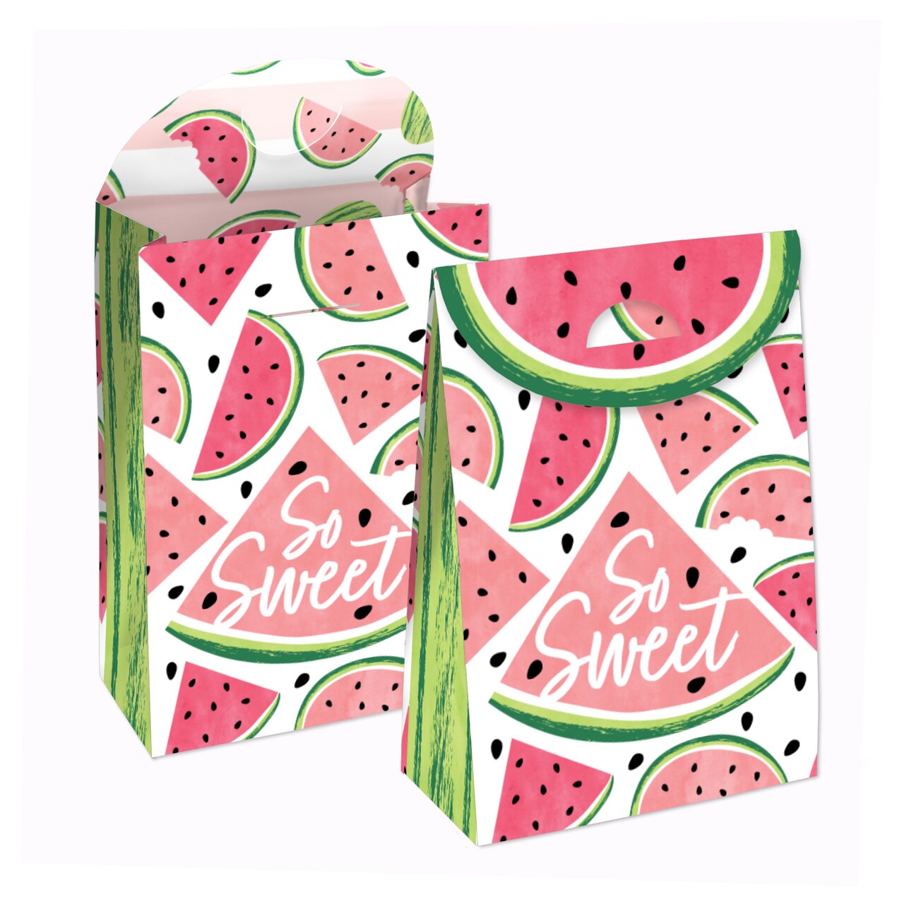 Big Dot of Happiness Sweet Watermelon - Fruit Gift Favor Bags - Party Goodie Boxes - Set of 12